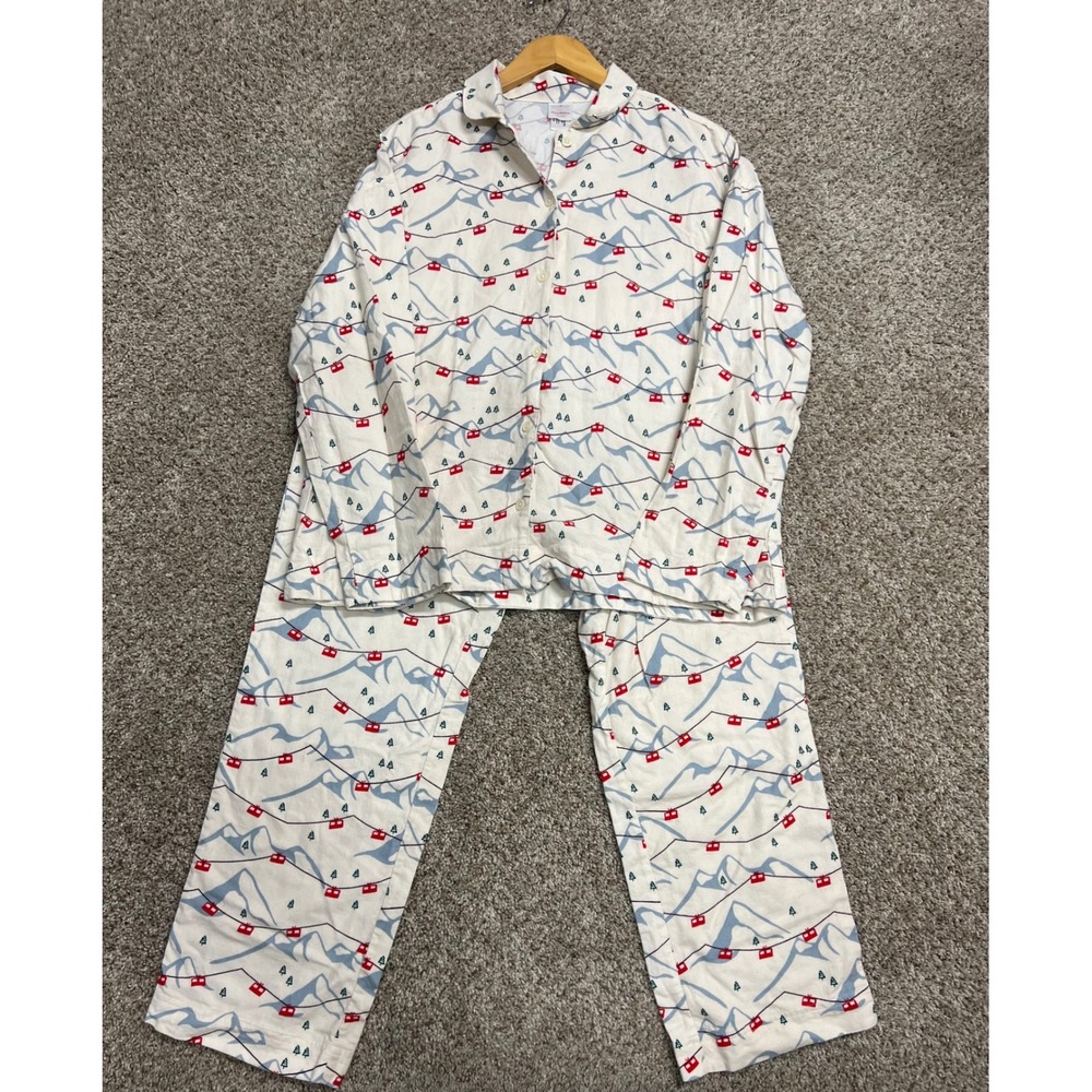 Hanna Andersson Flannel Pajama Set Medium Winter Ski Mountain Gondola Print